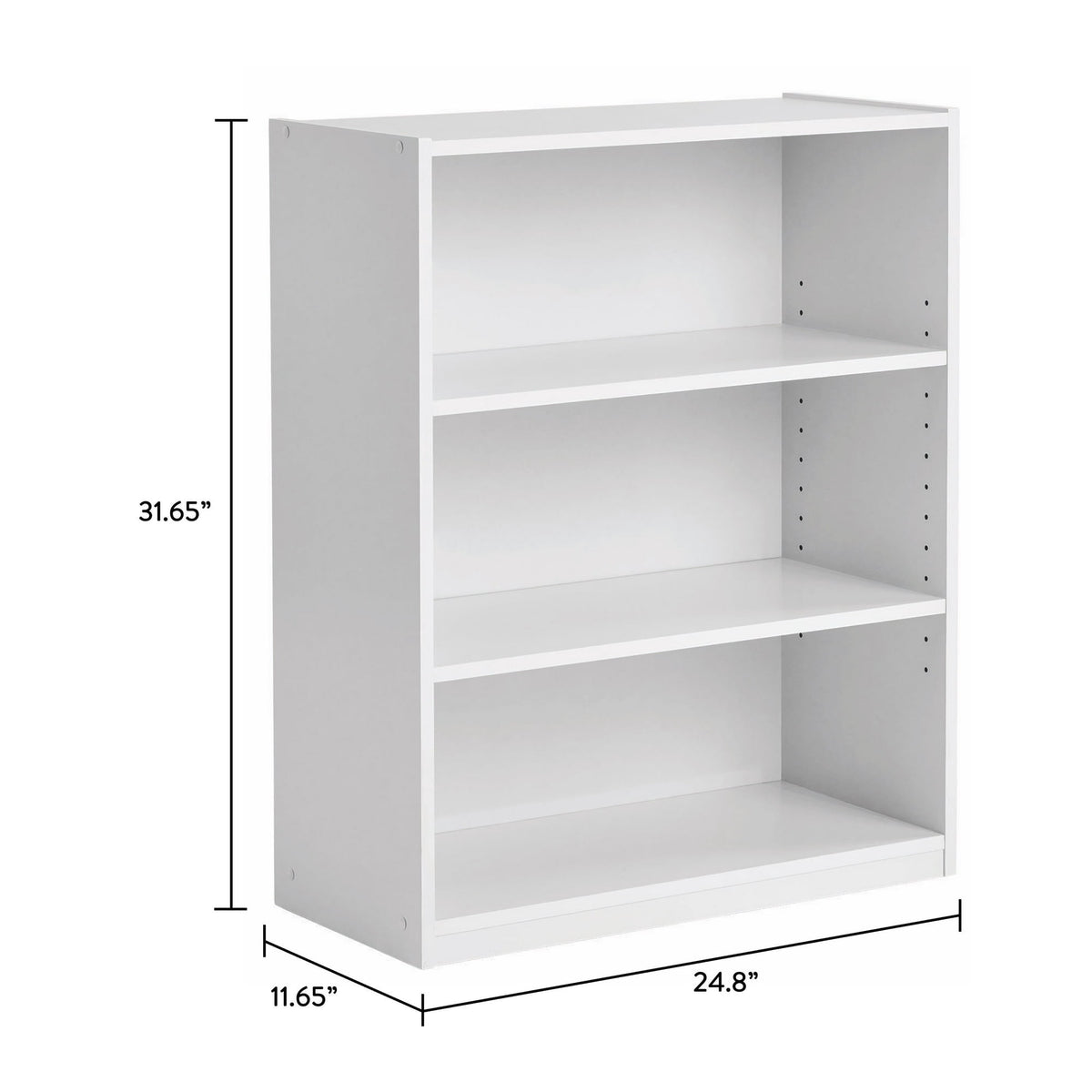 Mainstays 3-Shelf Bookcase with Adjustable Shelves, White - image 3