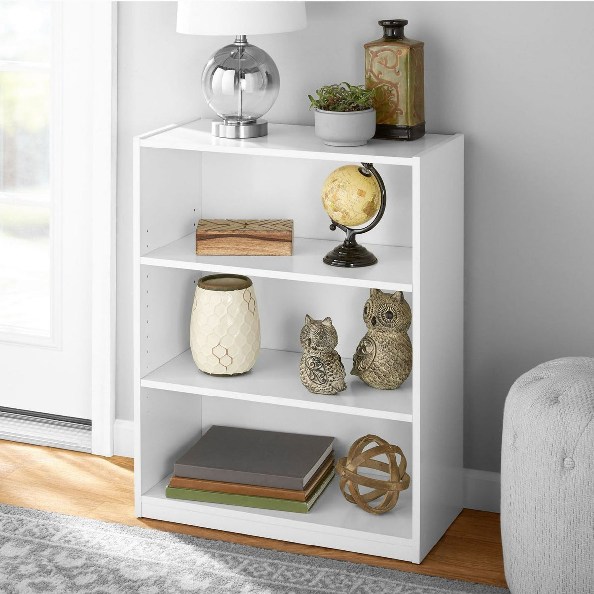 Mainstays 3-Shelf Bookcase with Adjustable Shelves, White - image 6